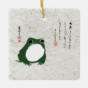 Sad Japanese Frog Toad 19th Century Ceramic Ornament