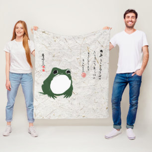 Sad Japanese Frog Toad 19th Century  Fleece Blanket