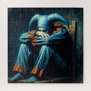 Sad Jester Sitting In Chair Jigsaw Puzzle