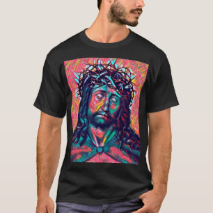 Sad Jesus Christ Face Thorn Crown Abstract art T-Shirt