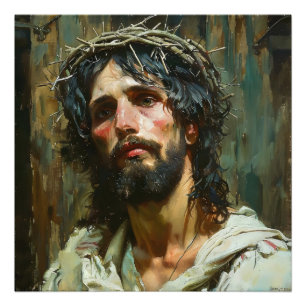 Sad Jesus in Crown Photo Print