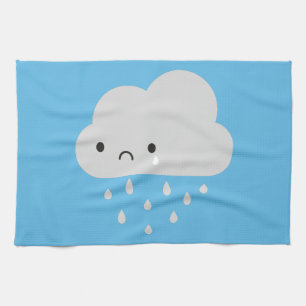 Sad Kawaii Rain Cloud Tea Towel