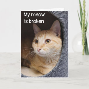 SAD KITTEN SAYS *HAPPY BIRTHDAY* BUT NOT IN PERSON CARD