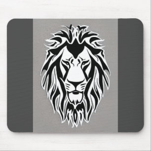 Sad lion black and white decal grey background mouse mat