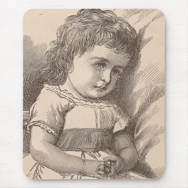 Sad Little Girl Mouse Mat (Front)