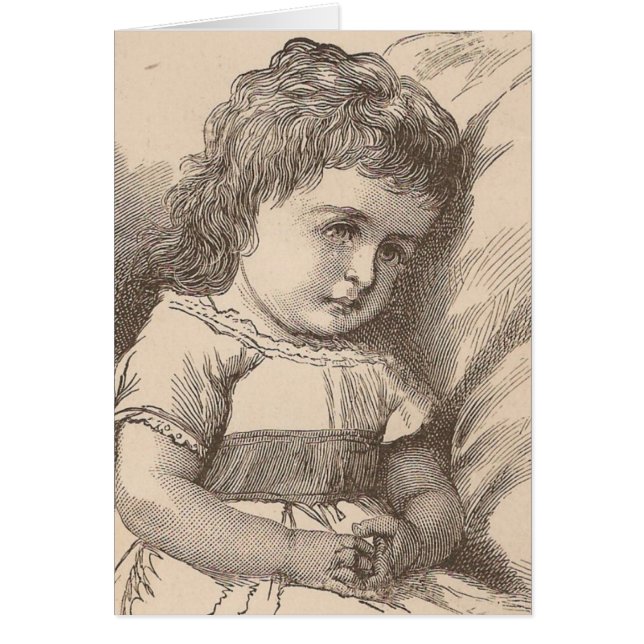 Sad Little Girl Vintage Illustration (Front)