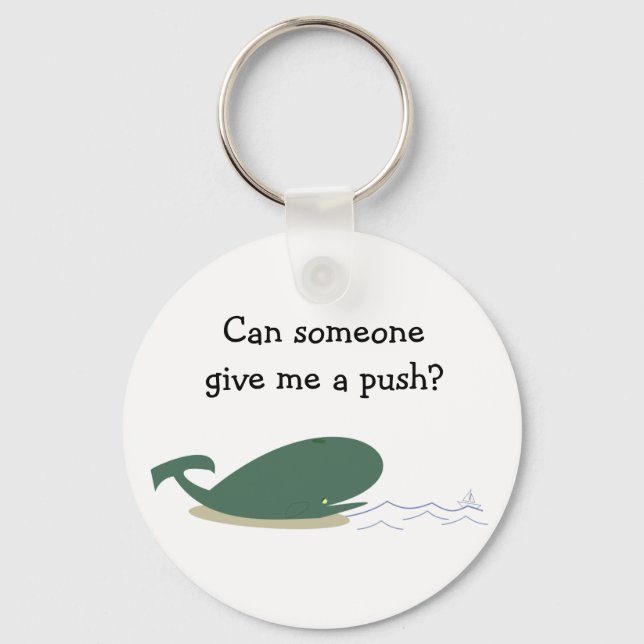 Sad little whale quote question funny animals key ring (Front)