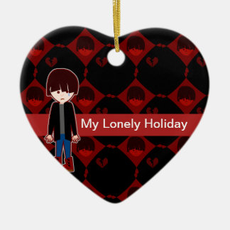 Sad Lonely Emo Boy Ceramic Tree Decoration