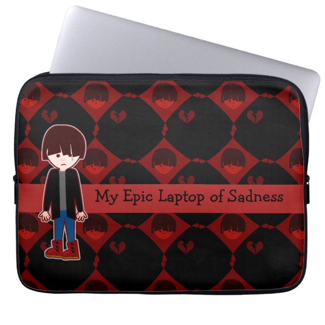 Sad Lonely Emo Boy Laptop Sleeve (Front)