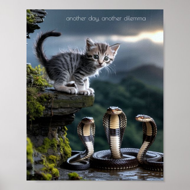 Sad & Lonely Pets Poster Print:  Another dilemma (Front)