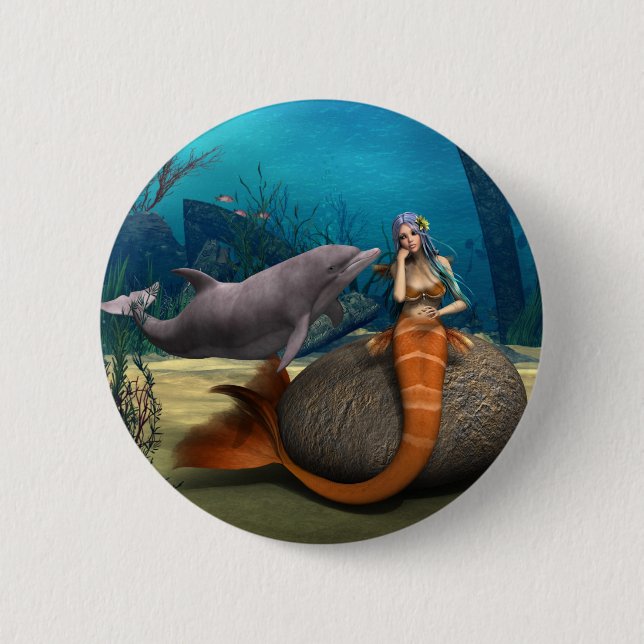 Sad Mermaid 6 Cm Round Badge (Front)
