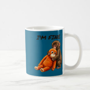 Sad monkey punch meme with an orange toy i'm fine coffee mug