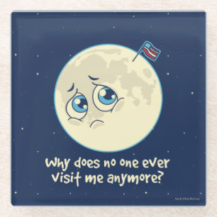 Sad Moon Glass Coaster