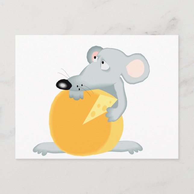 Sad Mouse Mice Holding Cheese Postcard (Front)