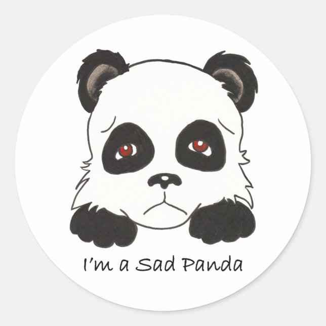 Sad Panda Classic Round Sticker (Front)