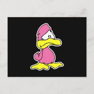 sad pink duck postcard