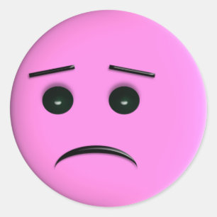 Sad Pink Face Classic Round Sticker