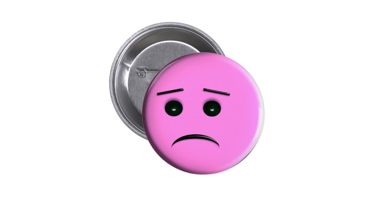 Sad Pink Smiley Face Pin / Button | Zazzle