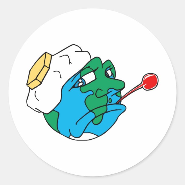 Sad planet classic round sticker (Front)