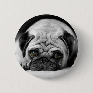 Sad Pug 6 Cm Round Badge