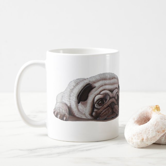 Sad Pug Coffee Mug (With Donut)