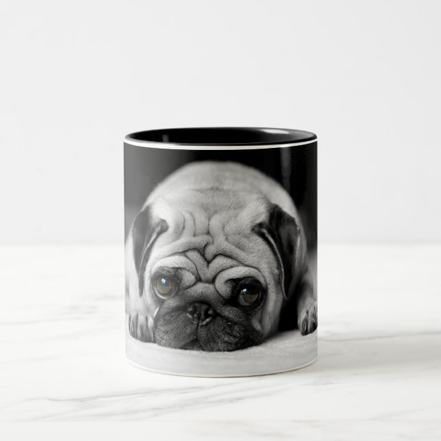 Sad Pug Two-Tone Coffee Mug (Center)