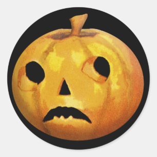 Sad Pumpkin Face for Halloween Fun Stickers