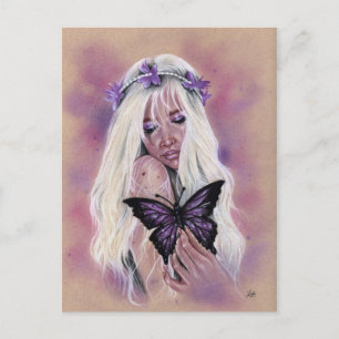 Sad purple fairy butterfly postcard