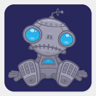 Sad Robot Square Sticker