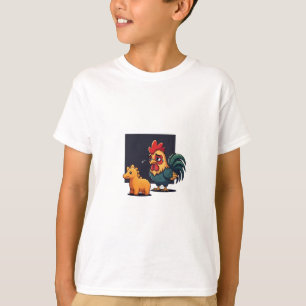 Sad Rooster and Tiny Dinosaur Kids T-Shirt