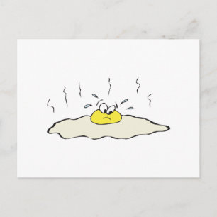 sad silly egg getting fried postcard