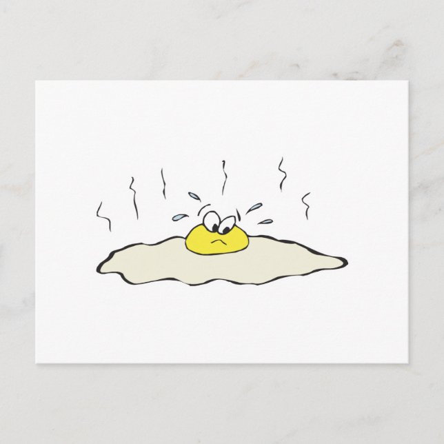 sad silly egg getting fried postcard (Front)