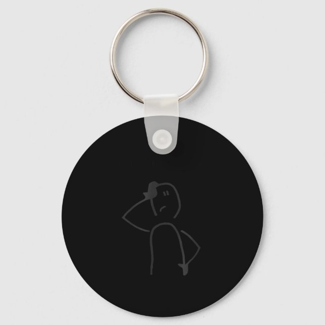Sad Stick Figure Fisherman No Fishing Today Father Key Ring (Front)