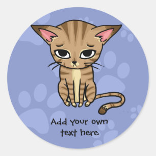 Sad Tabby cat Kitten Classic Round Sticker