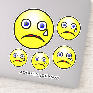 Sad Tear Emoji Yellow Faces Collection Add Name 8"