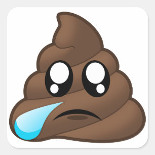 Sad Tear Poop Emoji Square Sticker