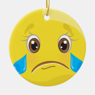 Sad Tears Emoji Christmas Ornament