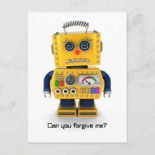Sad toy robot postcard