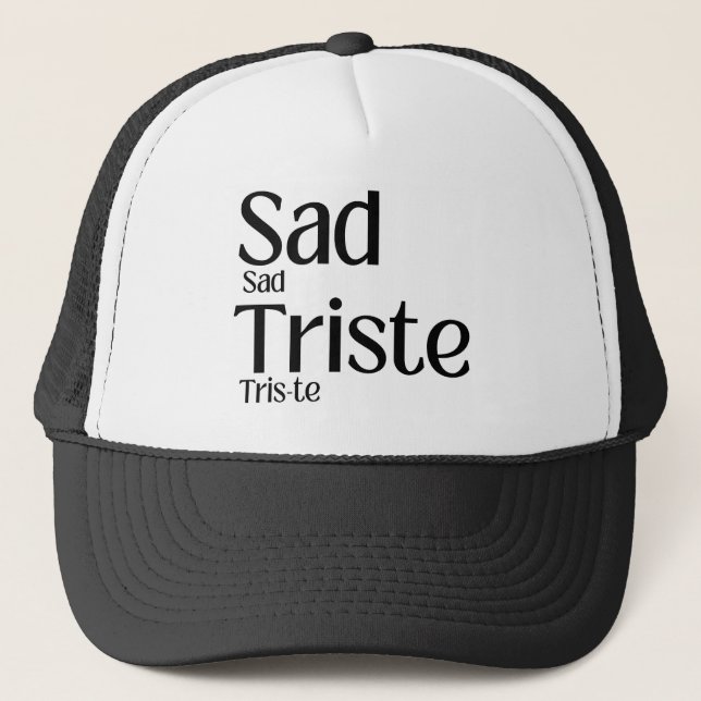 Sad Triste Educational Learn Vocabulary Flashcard Trucker Hat (Front)