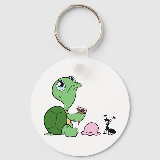 Sad Turtle Happy Ant Key Ring (Front)