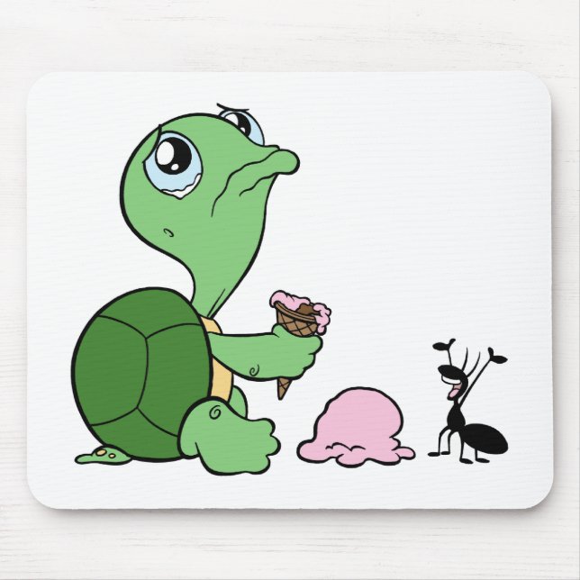 Sad Turtle Happy Ant Mouse Mat (Front)