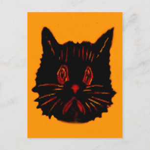 Sad Unhappy Frown Glum Gloomy Down Black Cat Postcard