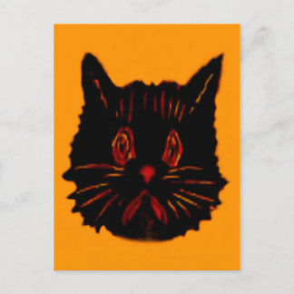 Sad Unhappy Frown Glum Gloomy Down Black Cat Postcard
