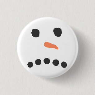 Sad Unhappy Snowman Face Bah Humbug 3 Cm Round Badge