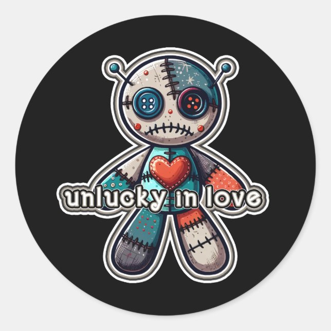 Sad VOODOO Doll Bear UNLUCKY in LOVE Classic Round Sticker (Front)