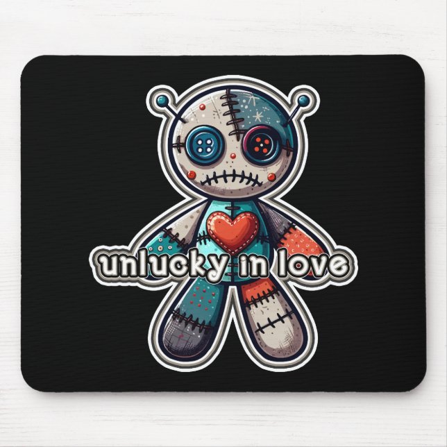 Sad VOODOO Doll Bear UNLUCKY in LOVE Mouse Mat (Front)