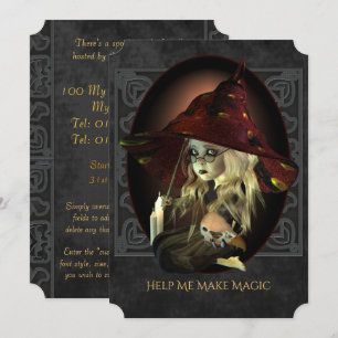 Sad Witch Halloween Party Invitation