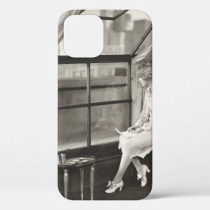 Sad woman staring out window1940s, woman, vintage, iPhone 12 case