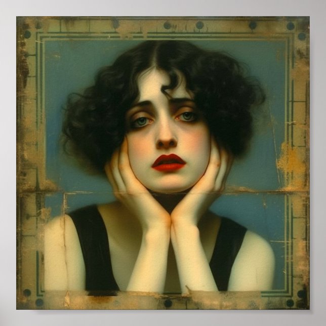 Sad Woman with her hands on her face  Poster (Front)