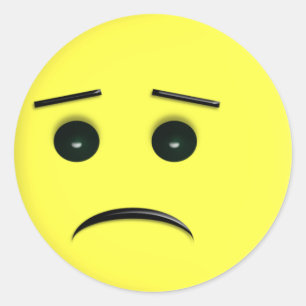 Sad Yellow Face Sicker Classic Round Sticker